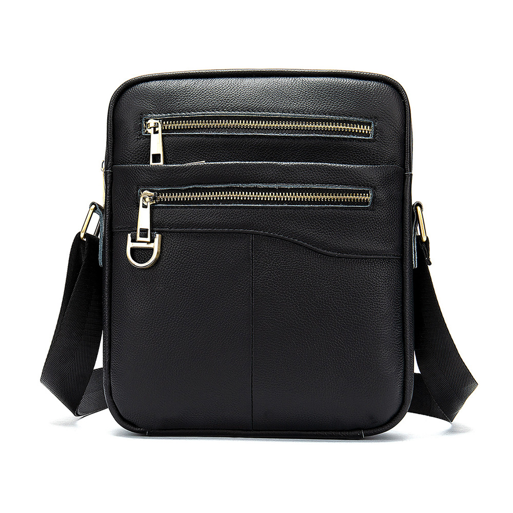 Whatna 牛革ショルダーバッグ メンズ メッセンジャーバッグ 縦型 小さめ ビジネスバッグ 9.7インチipad収納可 本 革通勤 通学 斜めがけバッグ オシャレ な シンプル な 実用 自転車 かばん男性用 ブラウン 黒(8513) 0