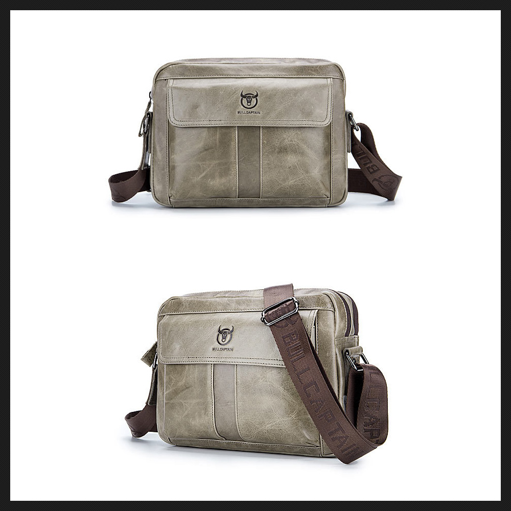 Whatna 牛革 ショルダーバッグ メンズ メッセンジャーバッグ 横 大容量 本革9.7インチIPAD 収納可通学 通勤鞄 軽量 実用 自転車 かばん男性用(035) 2