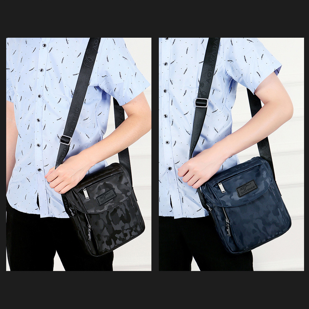 Whatnaショルダーバッグ メンズ メッセンジャーバッグ 縦型 B5 9.7インチipad収納可 オックスフォード布 防水 耐磨耗 ビジネスバッグ 小さい 斜めがけ バッグ 男性用 紳士用 黒 ブルー(B566) 10