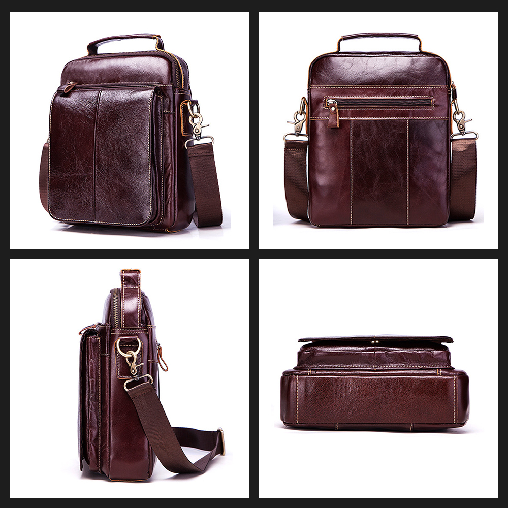 Whatna牛革 ショルダーバッグ メンズ 2way 斜め掛け 手提げ 厚手 本革 レザー  ipad 10.5収納可 縦型 小さめ メッセンジャーバッグ 通学 通勤バッグ 軽量 実用 自転車かばん プレゼント男性（KB0019） 2