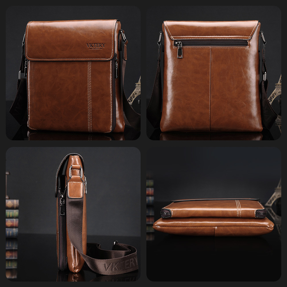 Whatna フラップ ショルダーバッグ メンズ メッセンジャーバッグ  縦型 小さめ ビジネスバッグ 9.7インチipad収納可 革 通勤 通学 斜めがけバッグ オシャレ な シンプル な 軽量 実用 自転車 かばん男性用 黒（8840） 1