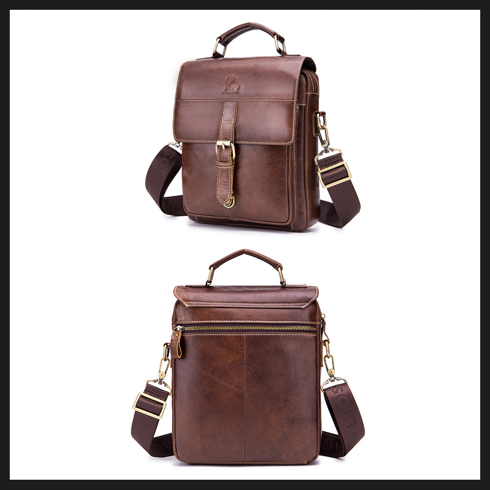 Whatna牛革 ショルダーバッグ メンズ 2way 斜め掛け 手提げ 厚手 本革 レザー  ipad pro 10.5収納可 縦型 小さめ メッセンジャーバッグ 通学 通勤バッグ 軽量 実用 自転車かばん プレゼント男性（91205） 2