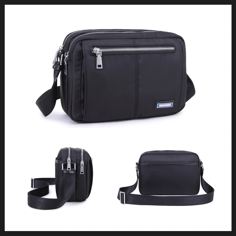 Whatnaショルダーバッグ メンズ メッセンジャーバッグ 頑丈 軽量 横型 B5 9.7インチipad収納可 2室仕切 オックスフォード布 防水 耐磨耗 ビジネスバッグ 小さい 斜めがけ バッグ 男性用 紳士用 黒 ブルー グレー  5208-62 3