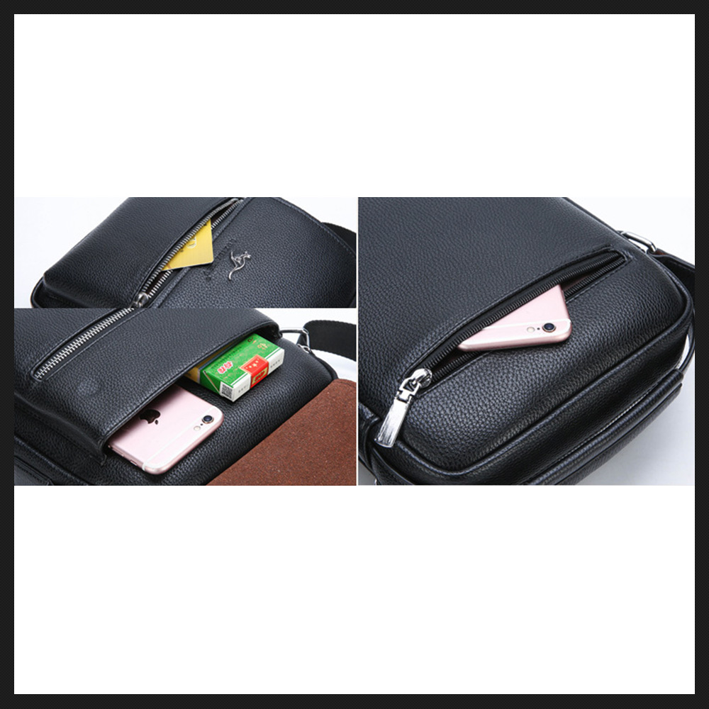 Whatnaショルダーバッグ メンズ 2way 斜め掛け 手提げ 革  厚手 レザー 9.7インチipad収納可 縦型 小さめ メッセンジャーバッグ 通学 通勤バッグ 軽量 実用 自転車かばん プレゼント男性 黒 ブラウン(eq-8001) 6