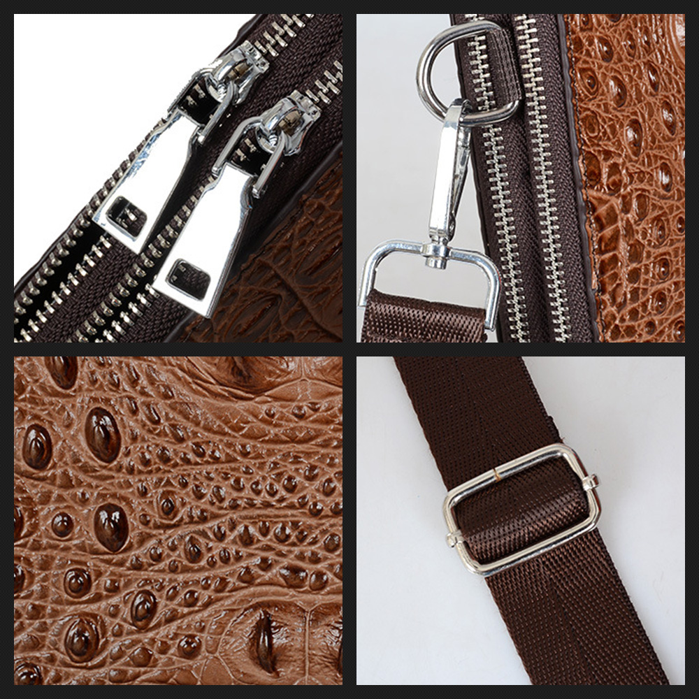 Whatna 3way牛革 本革 クロコダイル型押しミニショルダーバッグ メンズ ポシェット8枚カード収納 縦型 軽量 小型ショルダーミニバック 小さめメッセンジャーバッグ 斜め掛け通学 通勤バッグ紳士用 男性用 黒 ブラウン ブルー(8999) 4