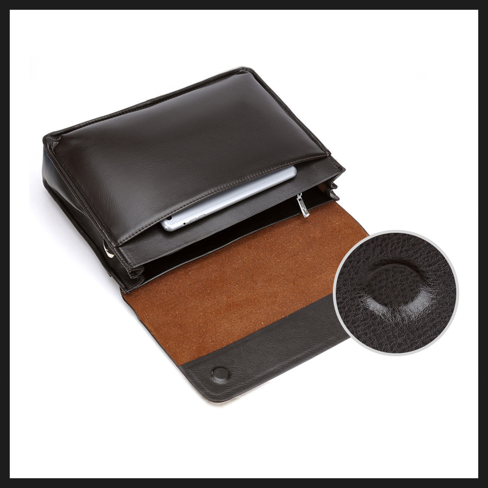 Whatna フラップ ショルダーバッグ メンズ ビジネスバッグ 横型A4 14センチPC 収納可 革 フォーマル ビジネス 通勤 通学 カジュアル 斜めがけ バッグ 軽量 実用 自転車 かばん男性用 ブラウン 黒(HA-059) 5