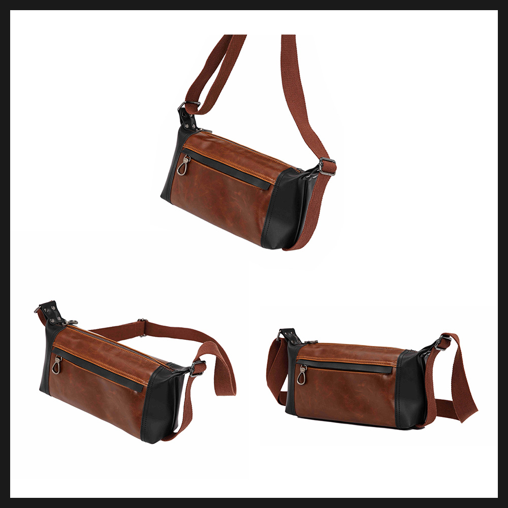 Whatnaショルダーバッグ メンズ ポシェット6枚カード収納 横型 ショルダーミニポーチ 革 軽量 小型 小さめメッセンジャーバッグ斜め掛け 肩掛け ビジネス 通学 通勤鞄 軽量 実用 自転車 かばん男性用 ブラウン 2