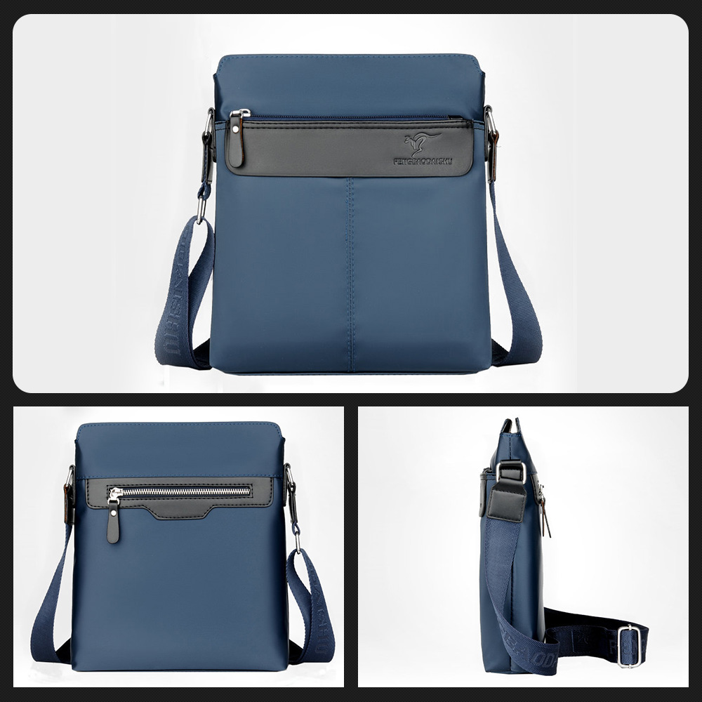 Whatnaショルダーバッグ メンズ メッセンジャーバッグ 縦型 B5 9.7インチipad収納可 オックスフォード布 防水 耐磨耗 ビジネスバッグ 小さい 斜めがけ バッグ 男性用 紳士用 黒 ブルー（6606#） 3
