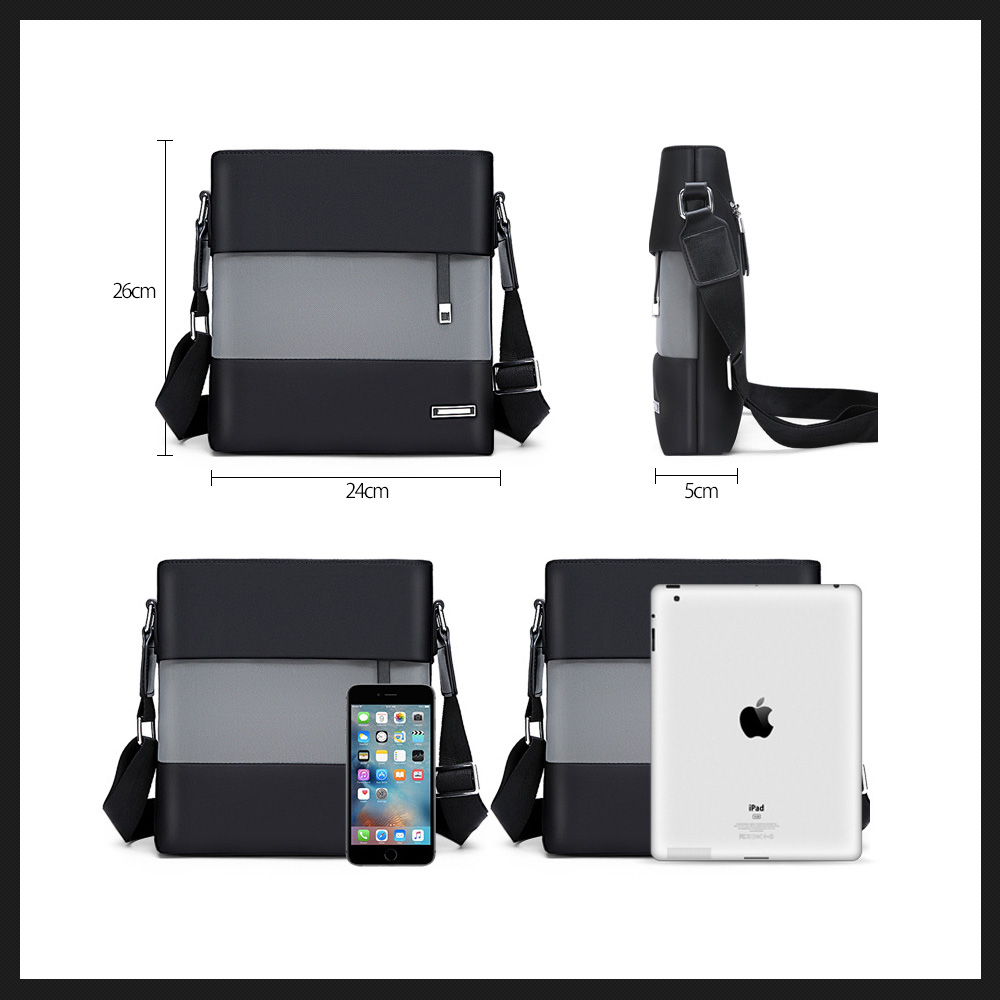 Whatnaショルダーバッグ メンズ メッセンジャーバッグ 縦型 B5 9.7インチipad収納可 オックスフォード布 防水 耐磨耗 ビジネスバッグ 小さい 斜めがけ バッグ 男性用 紳士用 黒 ブルー（eq-715） 2