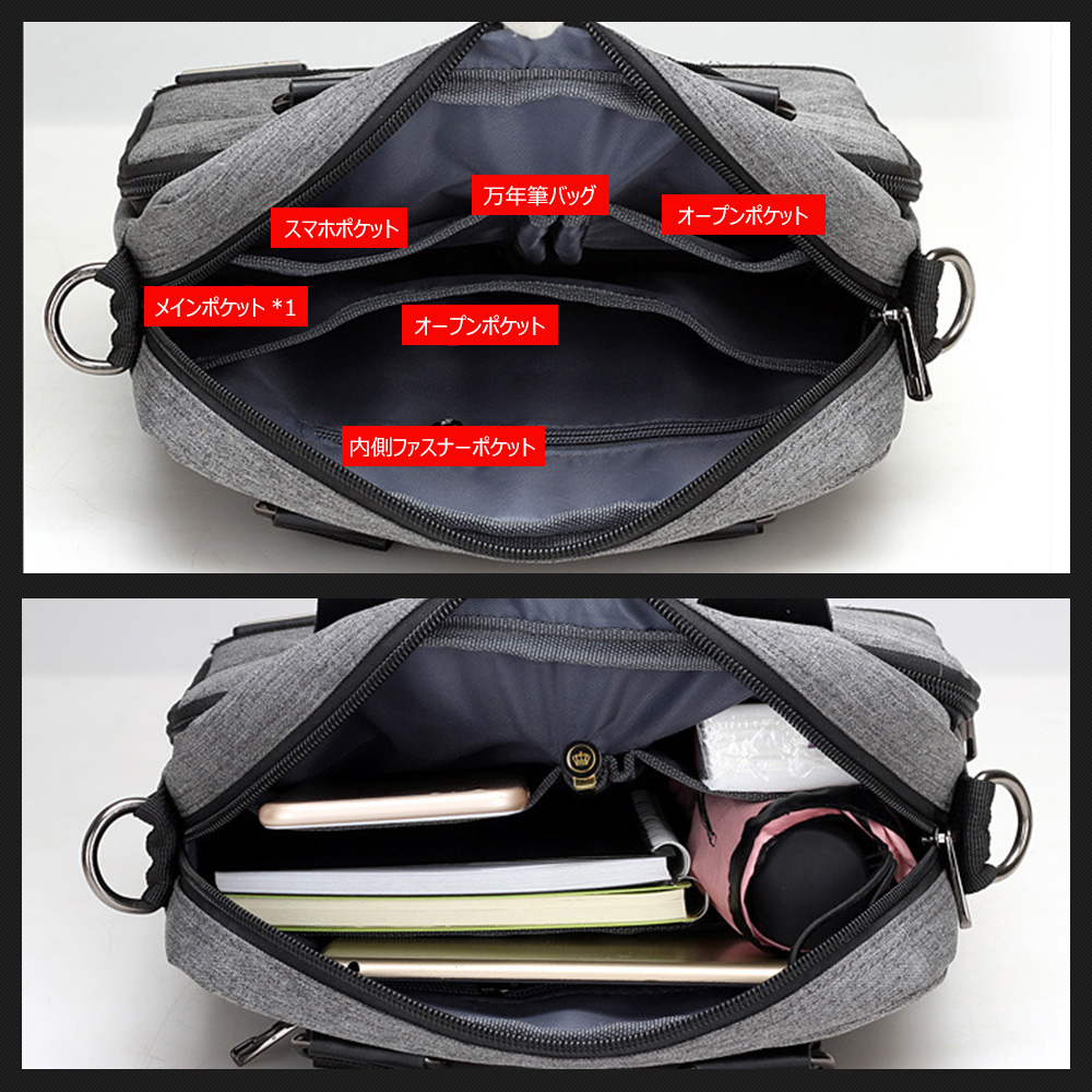 Whatna 2wayショルダーバッグ メンズ 斜め掛け 手提げ 縦型 ビジネスバッグ 小さめ メッセンジャーバッグ B5 ipad pro 10.5収納可 防水 耐磨 通学 通勤鞄 自転車かばん プレゼント男性 黒 ブルー グレー(FL1602) 6