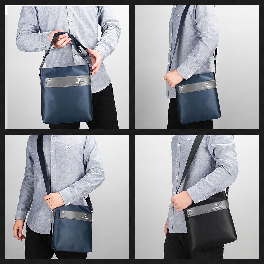 Whatnaショルダーバッグ メンズ メッセンジャーバッグ 縦型 B5 9.7インチipad収納可 オックスフォード布 防水 耐磨耗 ビジネスバッグ 小さい 斜めがけ バッグ 男性用 紳士用 黒 ブルー（6608#） 9