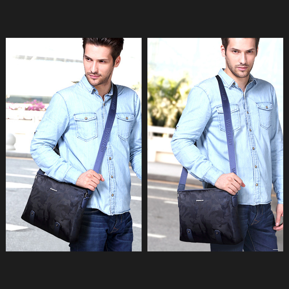 Whatnaショルダーバッグ メンズ メッセンジャーバッグ 頑丈 薄い 超軽量 横型 縦型 A4 B5 11インチipadpro収納可 オックスフォード布 防水 耐磨耗 ビジネスバッグ 小さい 斜めがけ バッグ 男性用 紳士用 黒 ブルー 5