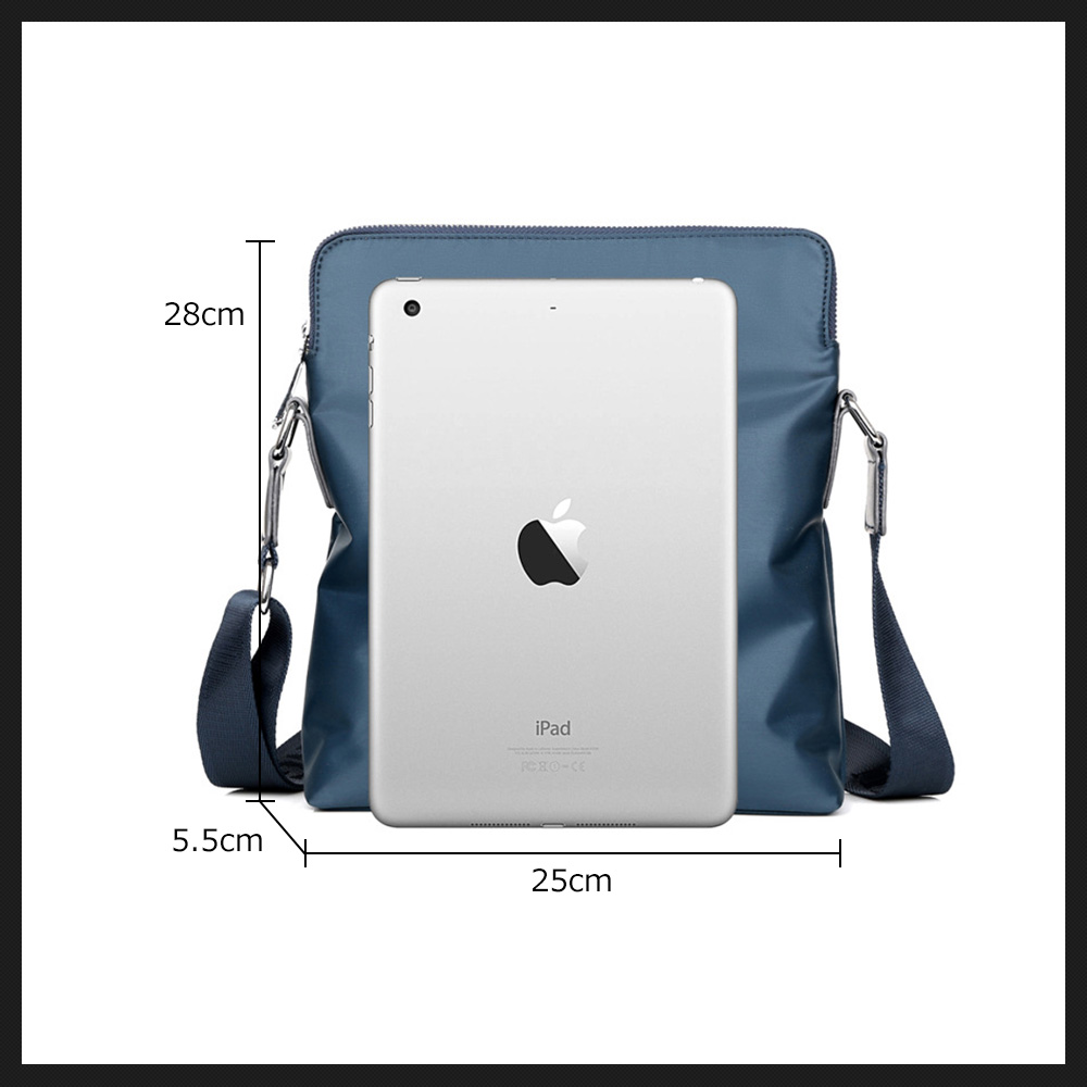Whatnaショルダーバッグ メンズ メッセンジャーバッグ 縦型 B5 9.7インチipad収納可 オックスフォード布 防水 耐磨耗 ビジネスバッグ 小さい 斜めがけ バッグ 男性用 紳士用 黒 ブルー(8816-12) 2