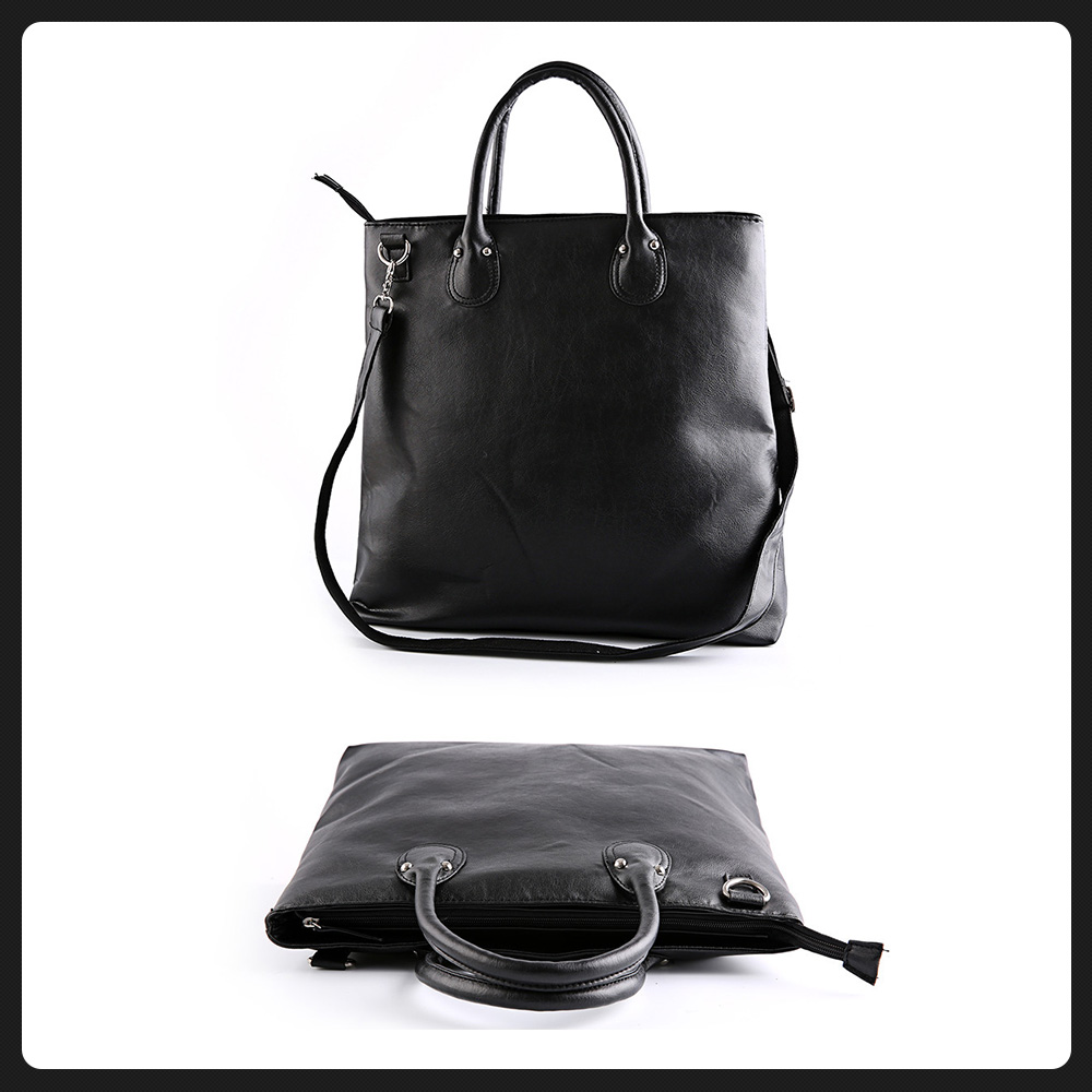 ビジネス バッグ メンズ 2wayショルダー 手提げ 厚手 皮革 大容量 ブリーフケース A3 A4 15インチPC対応 旅行 出張 通勤 通学 就活 面接 バッグ かばん 男性用黒（0029） 0