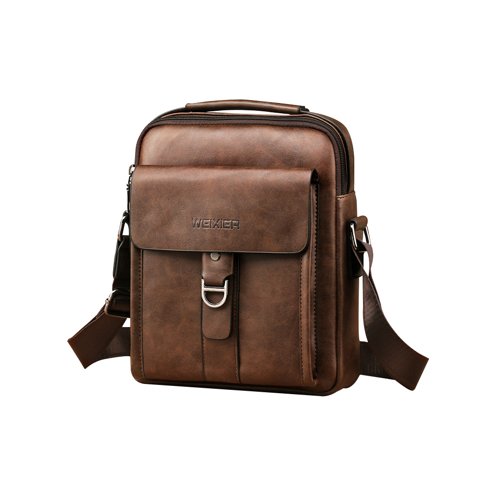 Whatna 2way革ショルダーバッグ メンズ ポシェット メッセンジャーバッグ 斜め掛け 手提げ9.7インチipad収納可 革 通勤 通学 斜めがけバッグ オシャレ な シンプル な 軽量 実用 自転車 かばん男性用 ブラウン 黒( 8606) 3