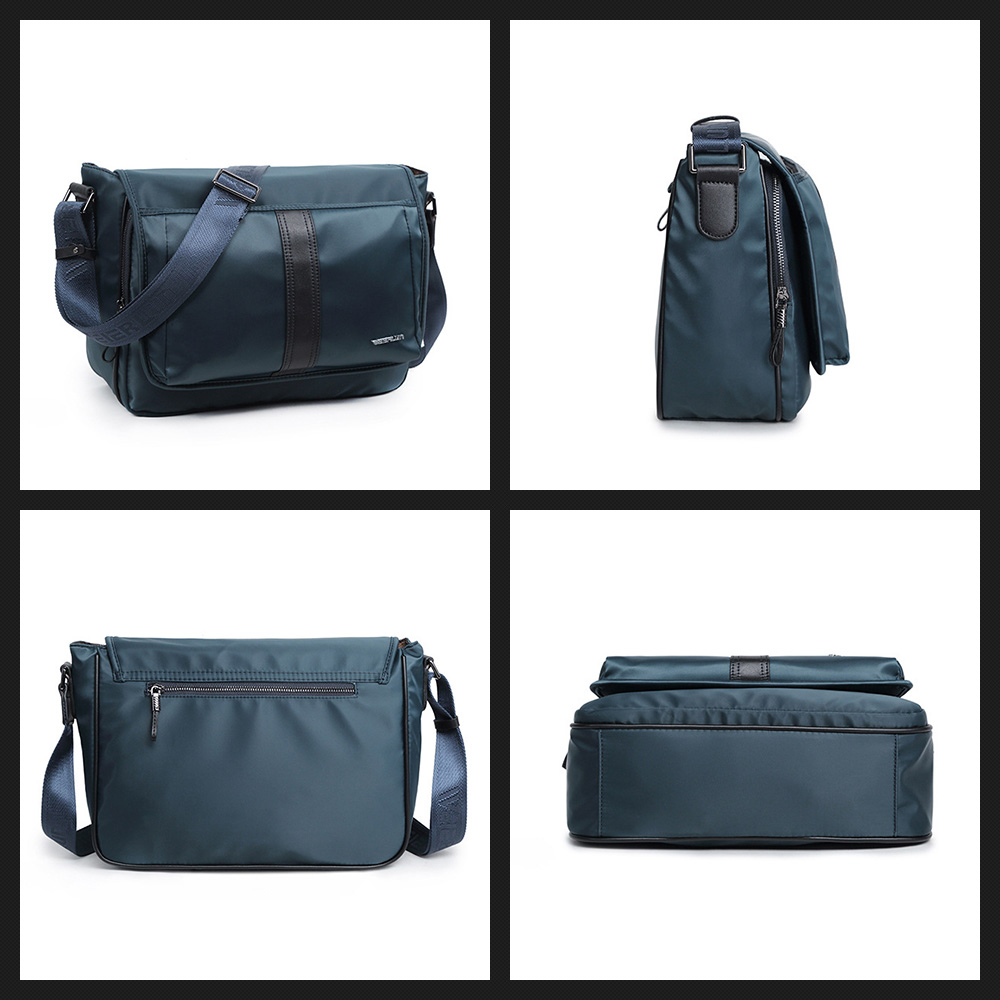 Whatnaショルダーバッグ メンズ メッセンジャーバッグ 横型 A4 14インチまで対応 オックスフォード布 防水 耐磨耗 ビジネスバッグ 小さい 斜めがけ バッグ 男性用 紳士用 黒 ブルー(5208-51) 1