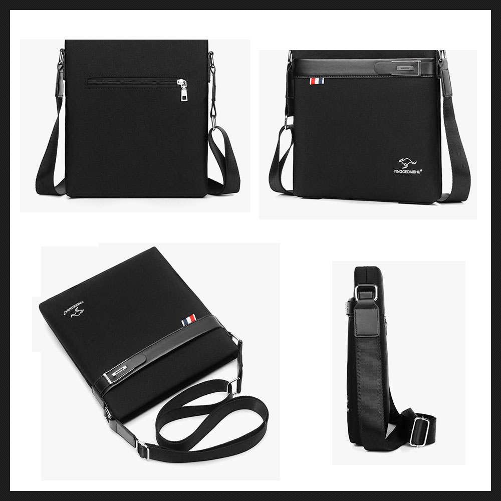 Whatnaショルダーバッグ メンズ メッセンジャーバッグ 縦型 B5 9.7インチipad収納可 オックスフォード布 防水 耐磨耗 ビジネスバッグ 小さい 斜めがけ バッグ 男性用 紳士用 黒 ブルー（1801） 3