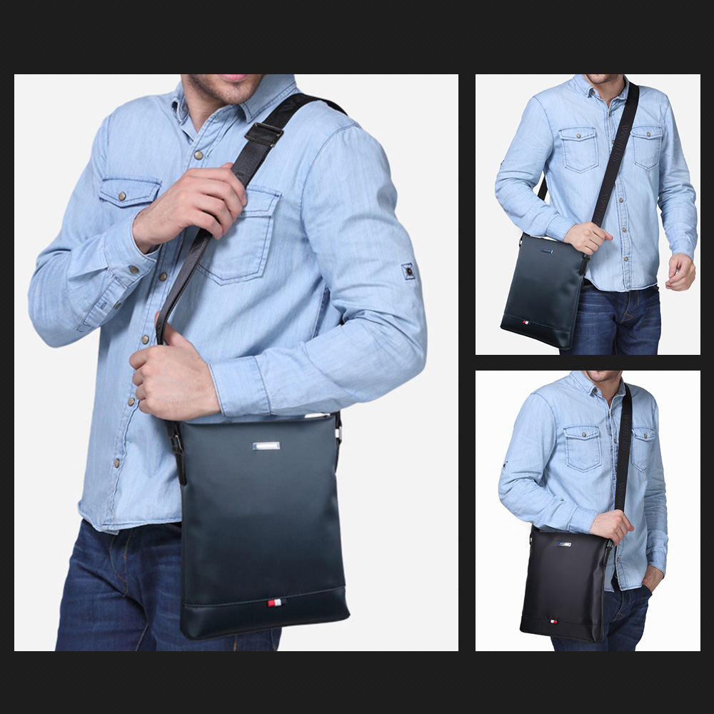 Whatnaショルダーバッグ メンズ メッセンジャーバッグ 縦型 B5 9.7インチipad収納可 オックスフォード布 防水 耐磨耗 ビジネスバッグ 小さい 斜めがけ バッグ 男性用 紳士用 黒 ブルー(5208-50) 5