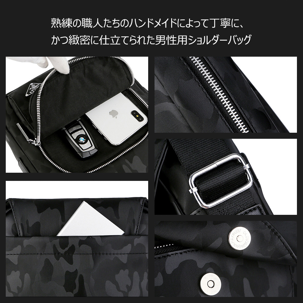 Whatnaショルダーバッグ メンズ メッセンジャーバッグ 縦型 B5 9.7インチipad収納可 オックスフォード布 防水 耐磨耗 ビジネスバッグ 小さい 斜めがけ バッグ 男性用 紳士用 黒 ブルー(B566) 7