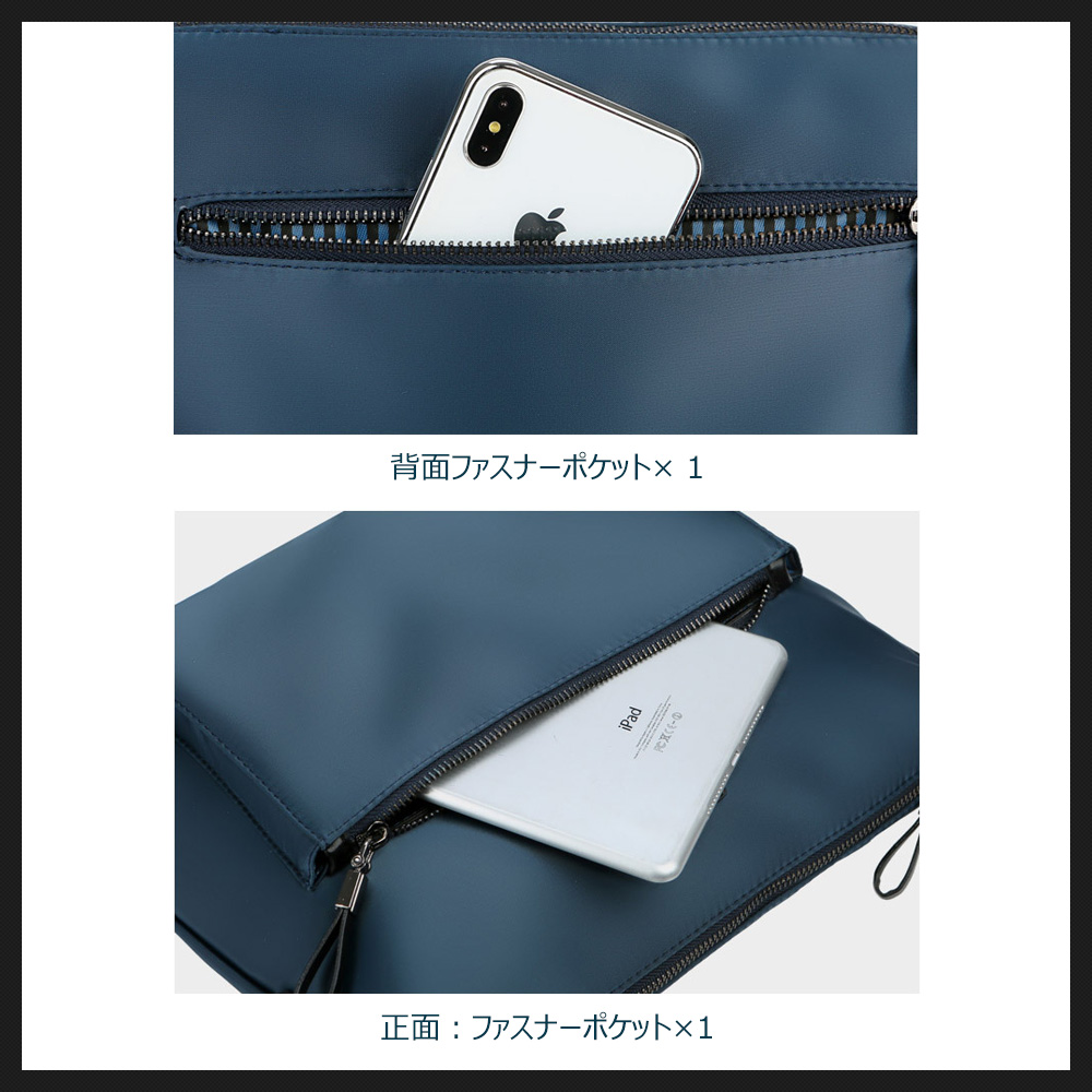 Whatnaショルダーバッグ メンズ メッセンジャーバッグ 横型 A4 オックスフォード布 防水 耐磨耗 ビジネスバッグ 小さい 斜めがけ バッグ 男性用 紳士用 黒 ブルー（k1088） 6