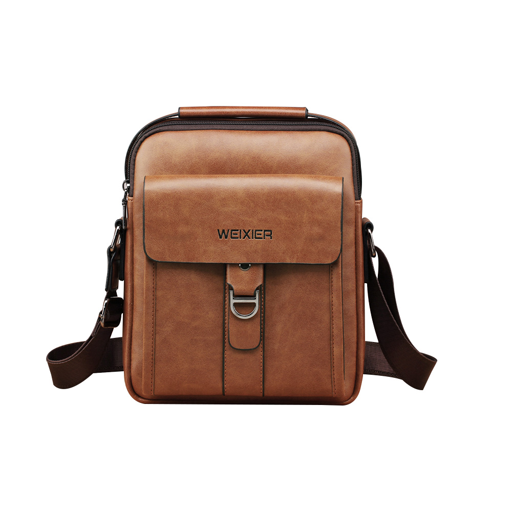 Whatna 2way革ショルダーバッグ メンズ ポシェット メッセンジャーバッグ 斜め掛け 手提げ9.7インチipad収納可 革 通勤 通学 斜めがけバッグ オシャレ な シンプル な 軽量 実用 自転車 かばん男性用 ブラウン 黒( 8606) 1