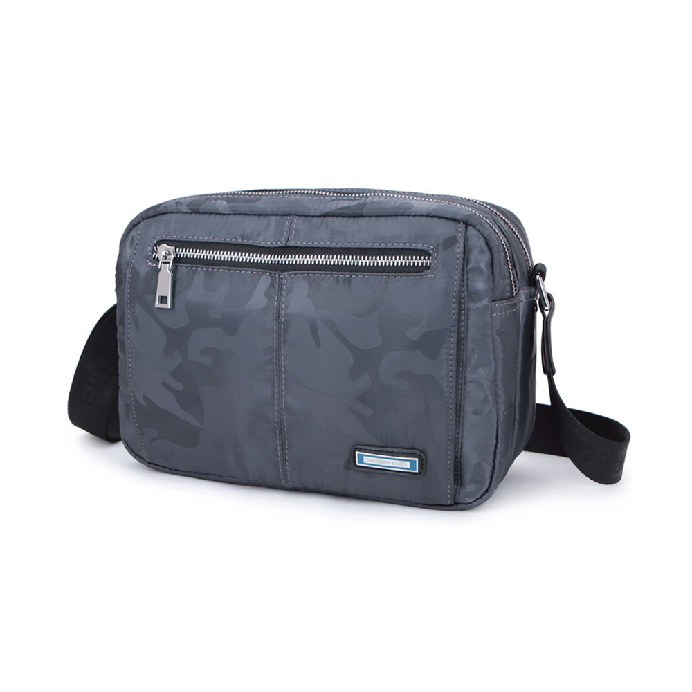 Whatnaショルダーバッグ メンズ メッセンジャーバッグ 頑丈 軽量 横型 B5 9.7インチipad収納可 2室仕切 オックスフォード布 防水 耐磨耗 ビジネスバッグ 小さい 斜めがけ バッグ 男性用 紳士用 黒 ブルー グレー  5208-62 2