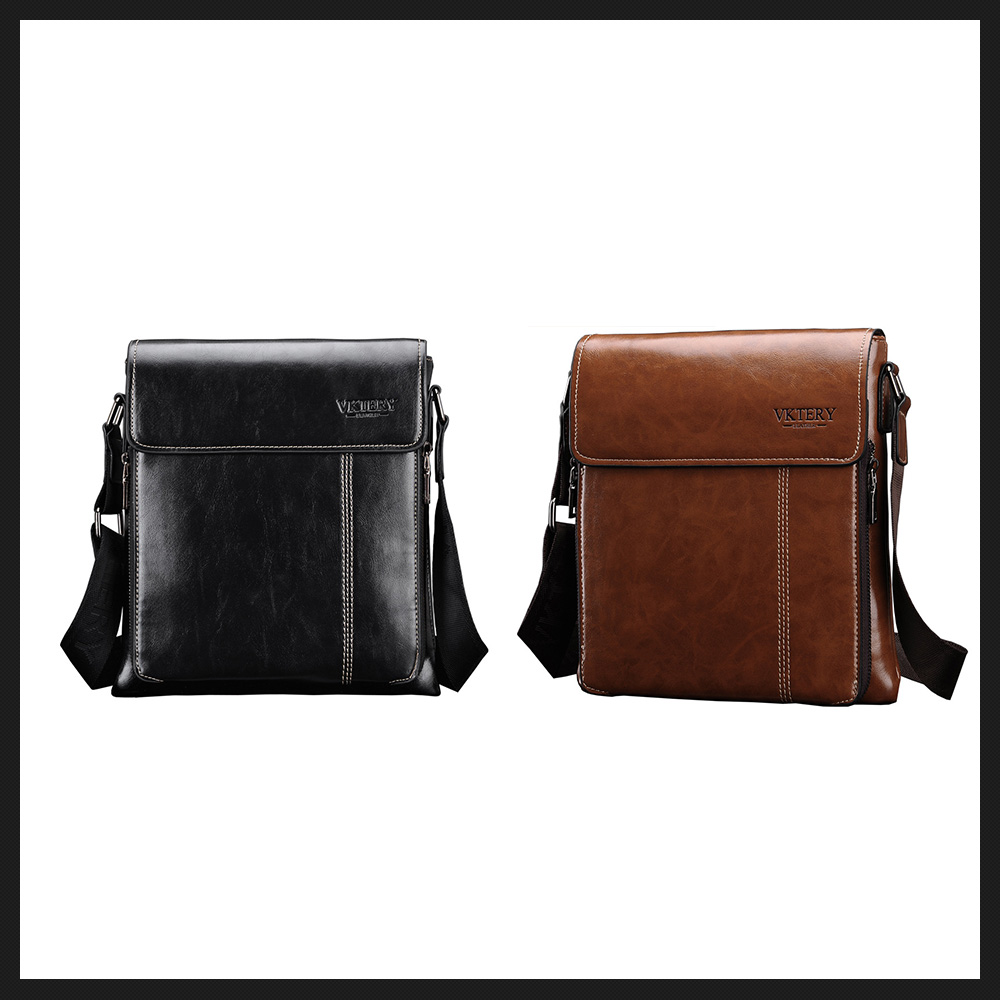 Whatna フラップ ショルダーバッグ メンズ メッセンジャーバッグ  縦型 小さめ ビジネスバッグ 9.7インチipad収納可 革 通勤 通学 斜めがけバッグ オシャレ な シンプル な 軽量 実用 自転車 かばん男性用 黒（8840） 0