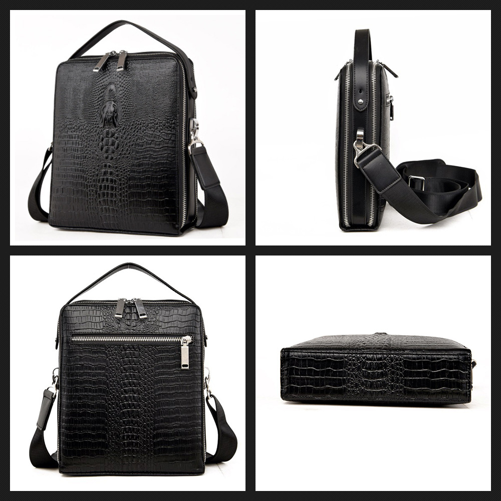 Whatna 2way ショルダーバッグ メンズ ポシェット 縦型 斜め掛け 手提げ バッグ 厚手 レザー 本 革 8枚カード収納 2室式で 大容量 メッセンジャーバッグ 小さめ ビジネス 通学 通勤鞄 绅士 男性用 黒 ブラウン ブルー（8815） 4