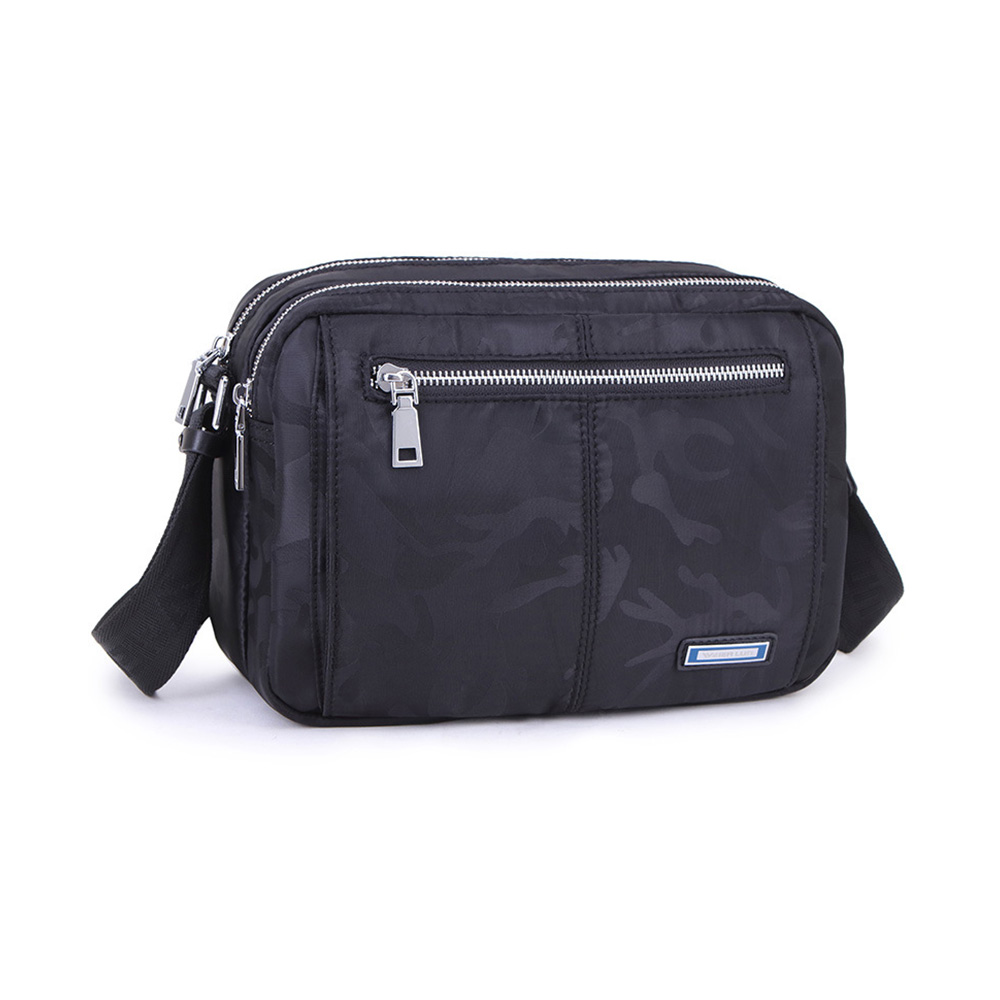 Whatnaショルダーバッグ メンズ メッセンジャーバッグ 頑丈 軽量 横型 B5 9.7インチipad収納可 2室仕切 オックスフォード布 防水 耐磨耗 ビジネスバッグ 小さい 斜めがけ バッグ 男性用 紳士用 黒 ブルー グレー  5208-62 1