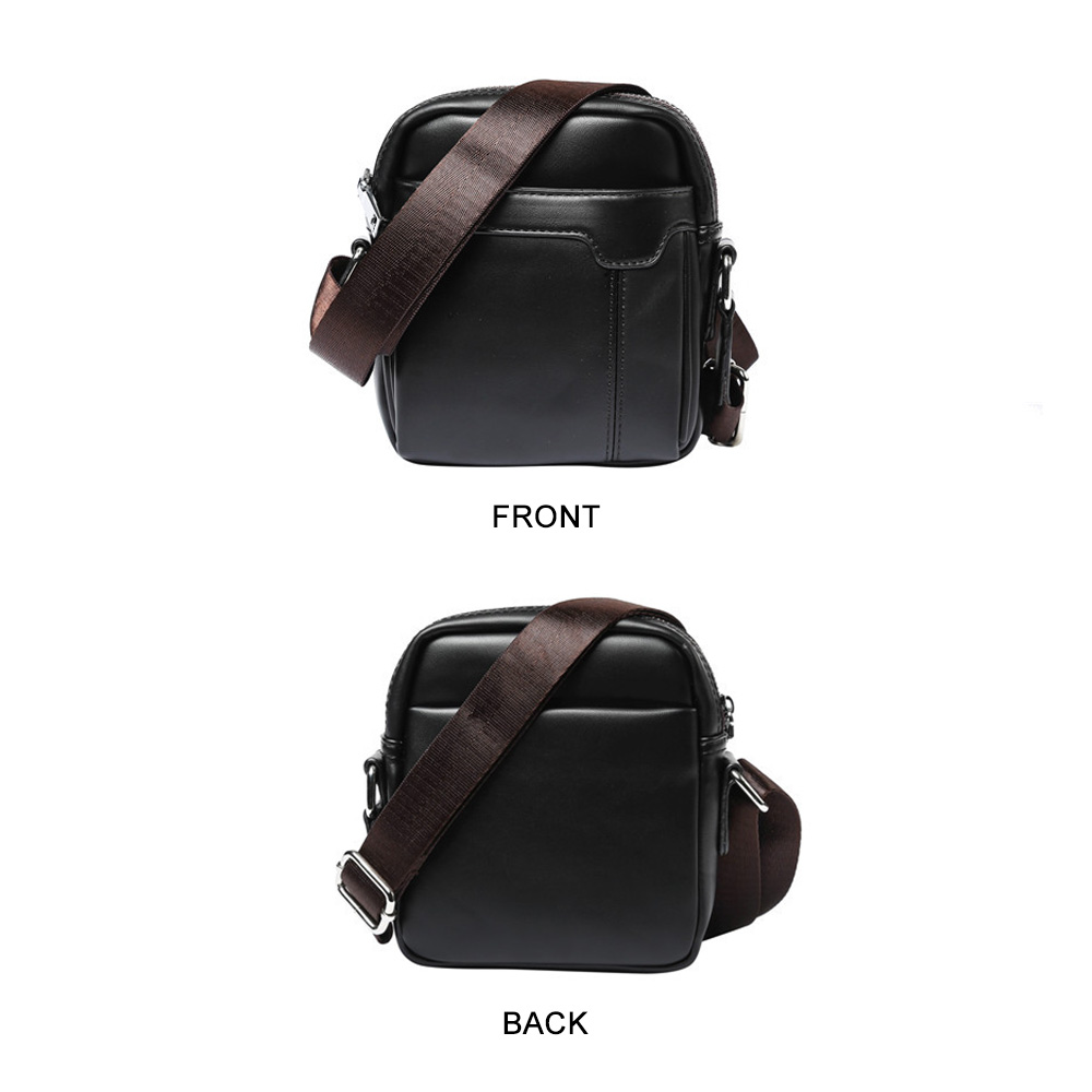 Whatna ミニショルダーバッグ 縦型 メンズ ポシェット ショルダーミニポーチ 皮 革 軽量 小型人気型 耐久性 小さめメッセンジャーバッグ 斜め掛け ビジネス 通学 通勤鞄 軽量 実用 自転車 かばん男性用 黒9839 0