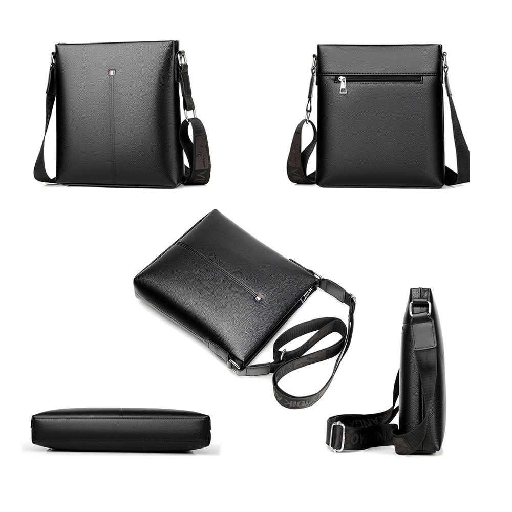 Whatna 革 = ショルダーバッグ メンズ メッセンジャーバッグ 縦型 B5 9.7インチipad収納可 本 革 厚手 レザー ビジネスバッグ 小さい 斜めがけ バッグ 男性用 紳士用 黒(82091) 2