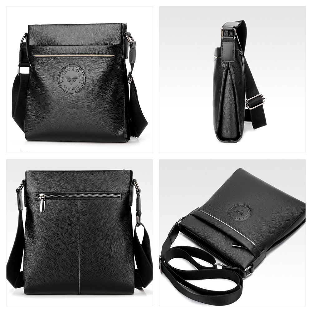 Whatna 牛革 = ショルダーバッグ メンズ メッセンジャーバッグ 縦型 B5 10.5インチipad収納可 本 革 厚手 レザー ビジネスバッグ 小さい 斜めがけ バッグ 男性用 紳士用 黒 ブラウン(S173) 3