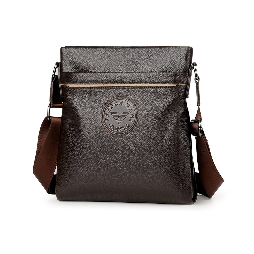 Whatna 牛革 = ショルダーバッグ メンズ メッセンジャーバッグ 縦型 B5 10.5インチipad収納可 本 革 厚手 レザー ビジネスバッグ 小さい 斜めがけ バッグ 男性用 紳士用 黒 ブラウン(S173) 1