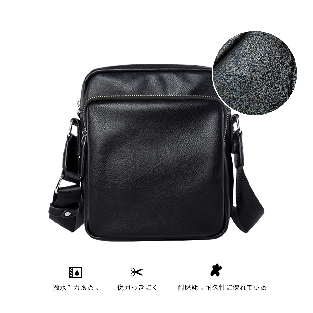 Whatna ミニショルダーバッグ 縦型 メンズ ポシェット ショルダーミニポーチ 皮 革 軽量 小型人気型 耐久性 小さめメッセンジャーバッグ 斜め掛け ビジネス 通学 通勤鞄 軽量 実用 自転車 かばん男性用 黒1016 2