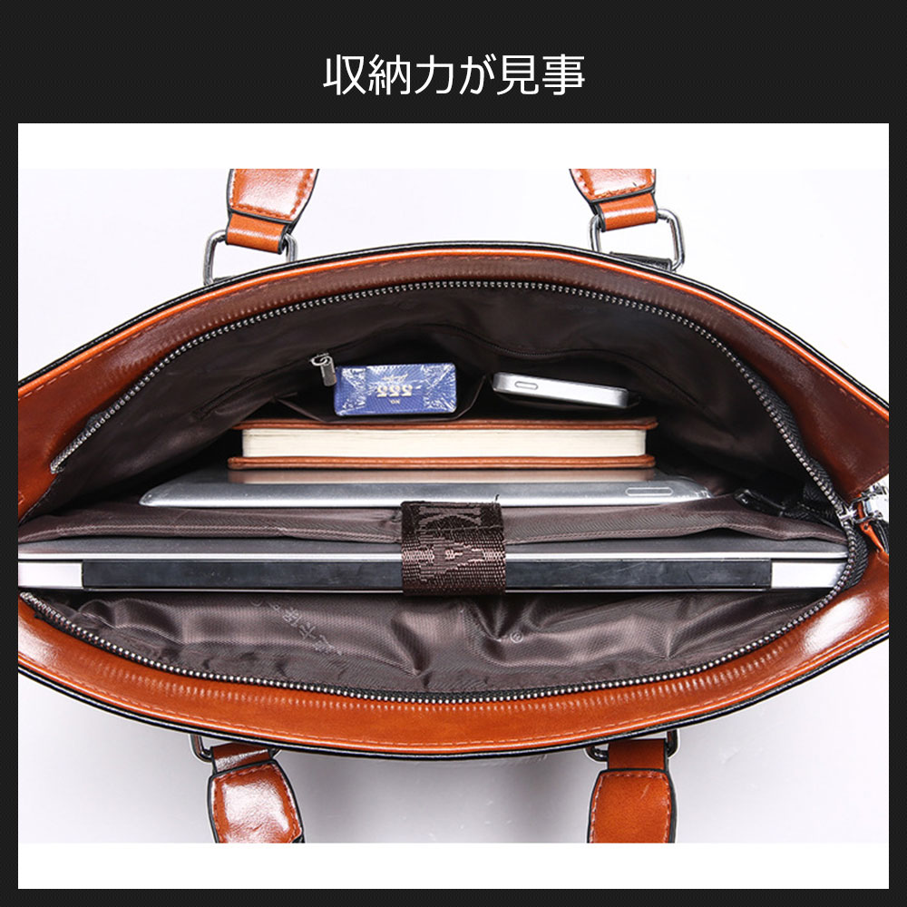 Whatna 2way牛革ショルダーバッグ メンズ 本革 斜め掛け 手提げ バッグ 縦型 横型 ビジネスバッグ A4 15インチpc収納可 ブリーフケース 通学 通勤鞄 軽量 実用 自転車かばん プレゼント男性 黒 ブルー（1620） 7