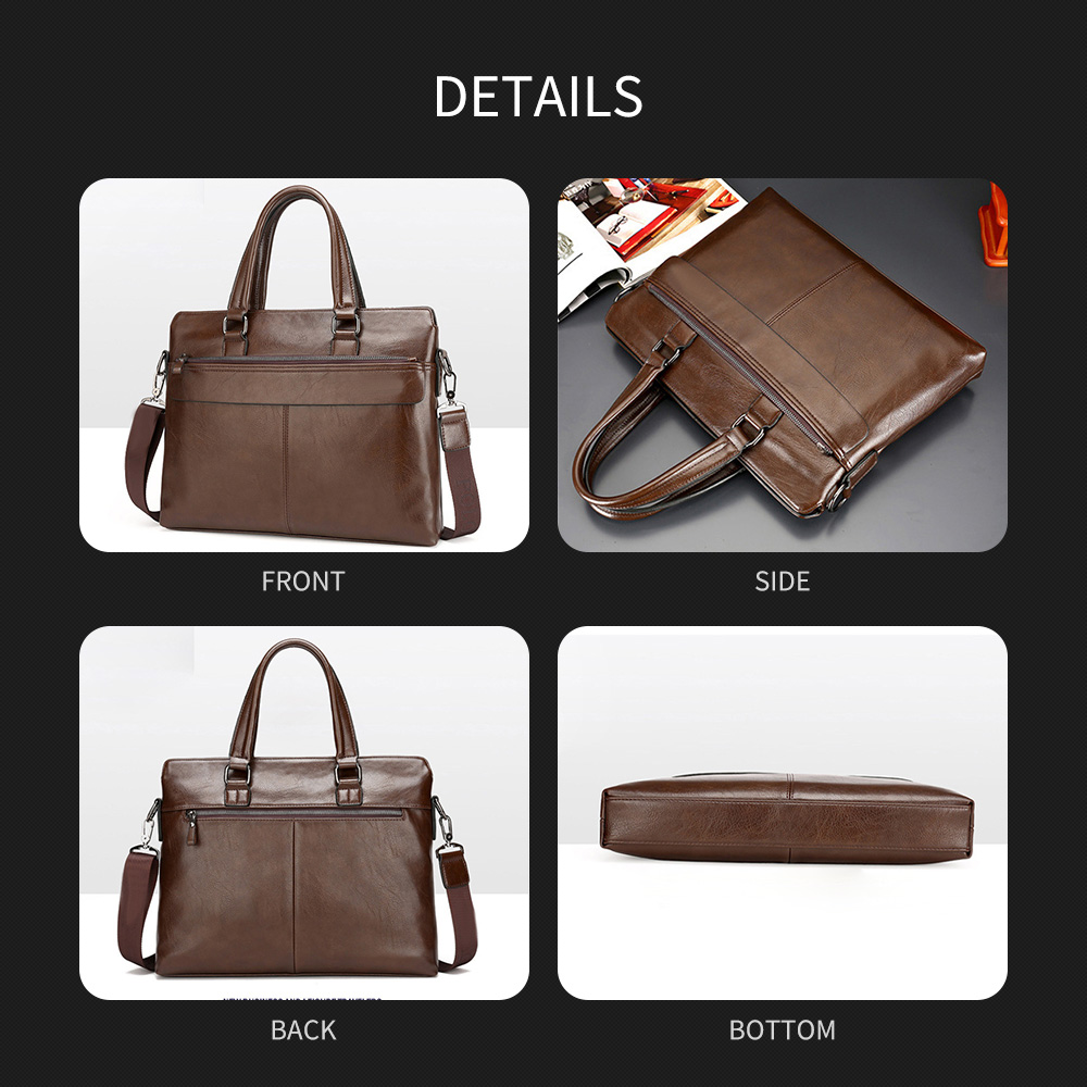 ビジネス バッグ メンズ 2way ショルダー 手提げ 大容量 ブリーフケース A4 14インチPC対応黒 ブラウン（18073） 7