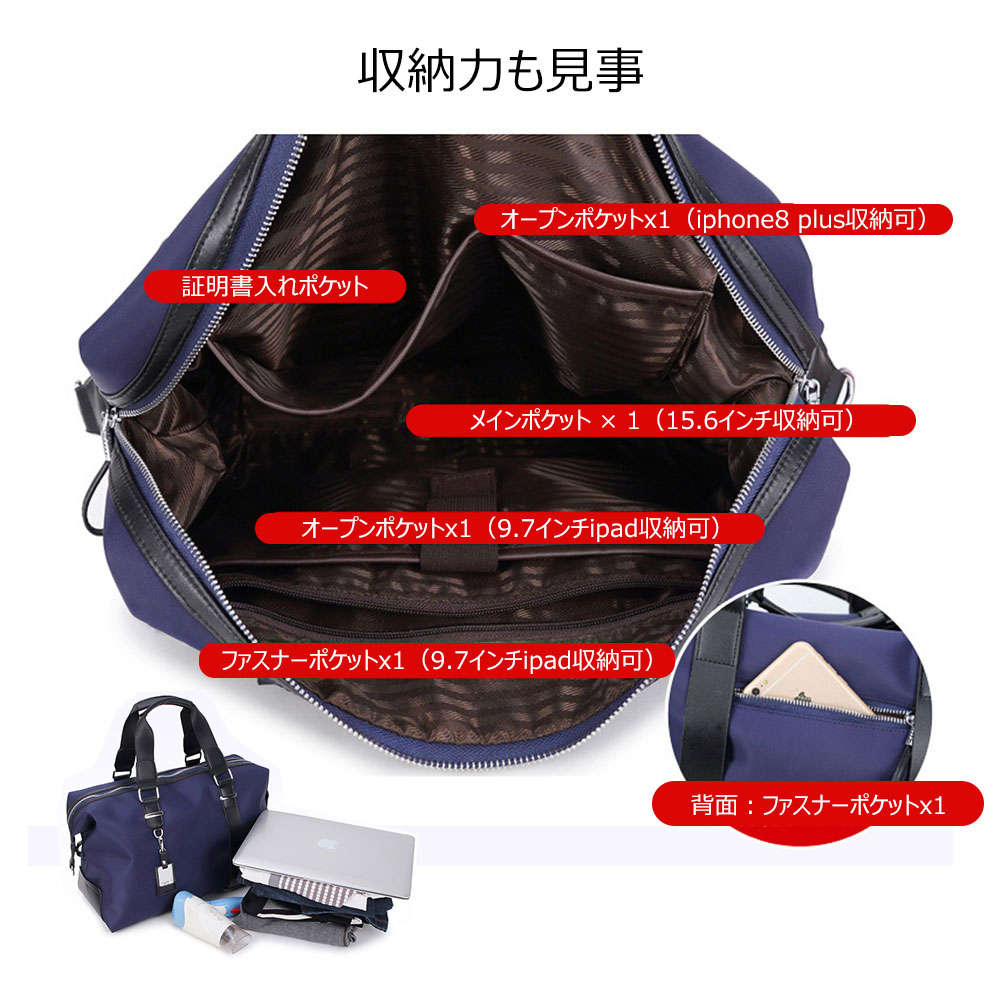 Whatna 2wayショルダーバッグ メンズ 斜め掛け 手提げ バッグ 防水 頑丈 軽量 縦型 15.6インチ収納可 A4ビジネスバッグ ブリーフケース 旅行 通学 通勤鞄 自転車かばん プレゼント男性 黒  ブルー 5208-39 9
