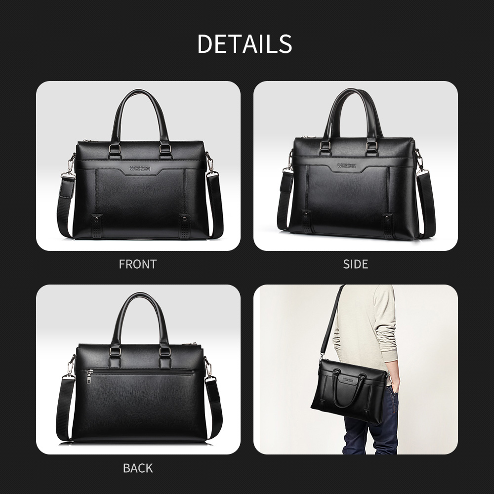 ビジネス バッグ メンズ 2way ショルダー 手提げ大容量 ブリーフケース A4 14インチPC対応 ブラウン 黒（18065） 7