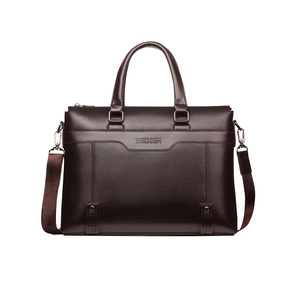 ビジネス バッグ メンズ 2way ショルダー 手提げ大容量 ブリーフケース A4 14インチPC対応 ブラウン 黒（18065） 0