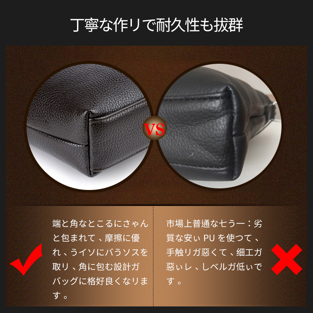 ビジネス バッグ メンズ 2way ショルダー 手提げ大容量 ブリーフケース A4 14インチPC対応黒 ブラウン(HA-022) 3
