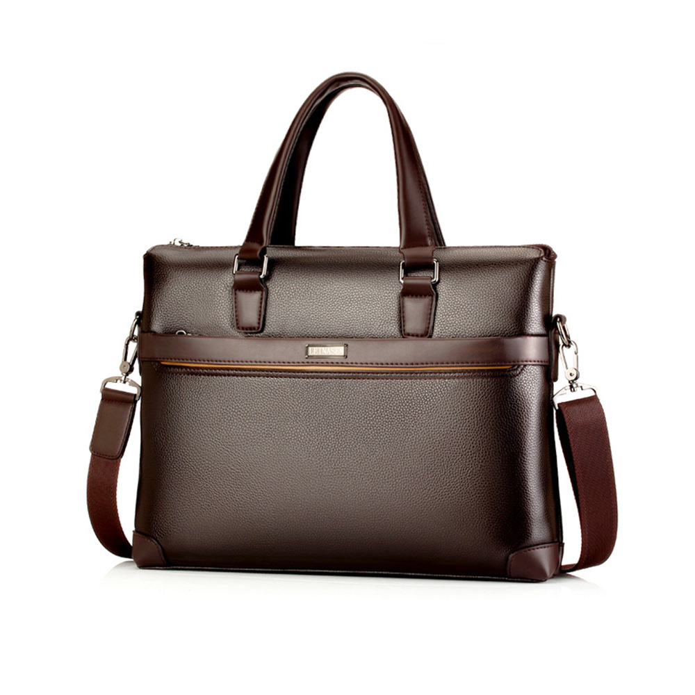 ビジネス バッグ メンズ 2way ショルダー 手提げ大容量 ブリーフケース A4 14インチPC対応 ブラウン 黒（16037） 1