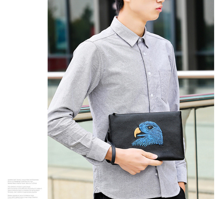 Whatna牛革 2wayセカンドバッグ メンズ バッグ クラッチ バッグ 厚手 本革 手描の立体イラスト ipad 9.7収納可 結婚式 バッグ フォーマル ビジネス冠婚葬祭バッグ 男性用 紳士用 黒 （hs-1074） 13