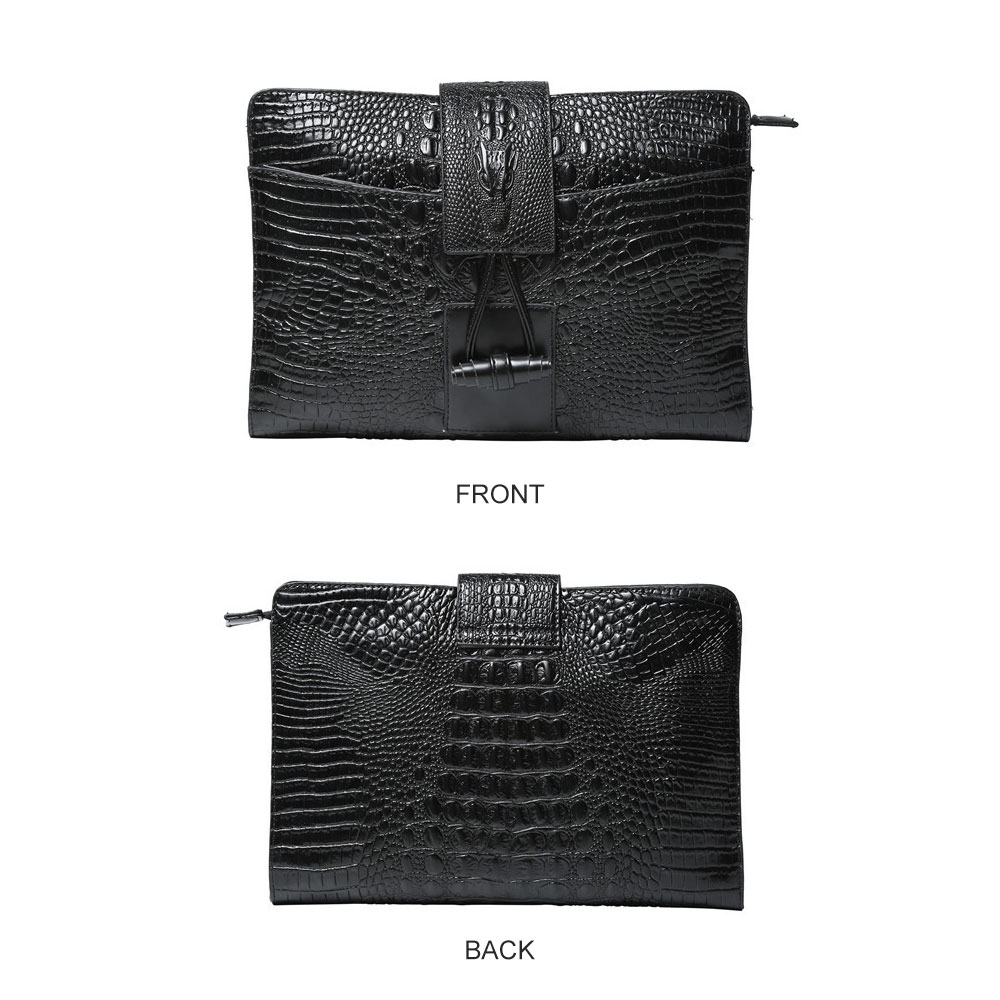 whatna クロコダイル型押し セカンドバッグ メンズ クラッチ バッグ 皮 革 A4 Ipad収納可 手持ちバッグ ビジネス カジュアル フォーマル 結婚式 冠婚葬祭 紳士用 男性用 黒 ブラウン(924) 1