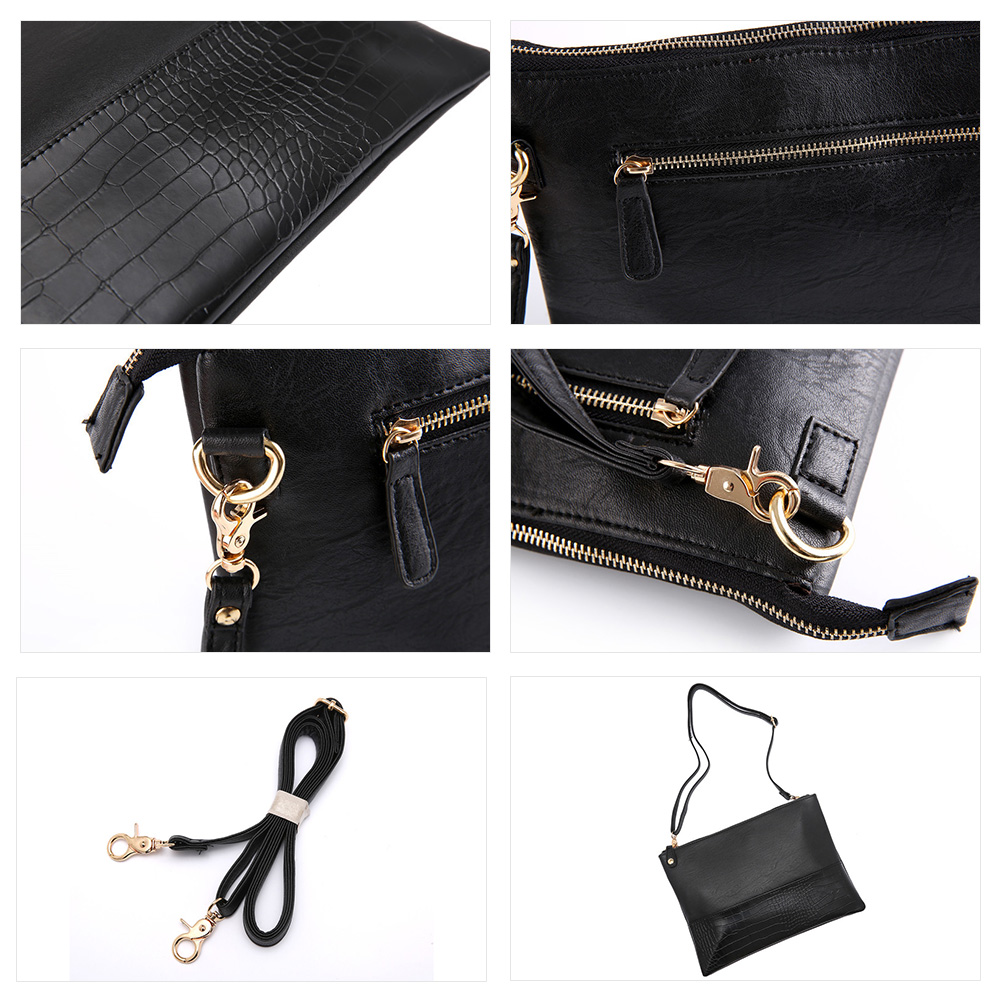 Whatna 2WAY 革 セカンド バッグ メンズ バッグ [クラッチ ショルダー 肩掛け 結婚式 バッグ] A4 13.3IPAD AIR収納可 大さい  手持ちバッグ ビジネス カジュアル フォーマル 冠婚葬祭 紳士用 男性用 黒 1281 3