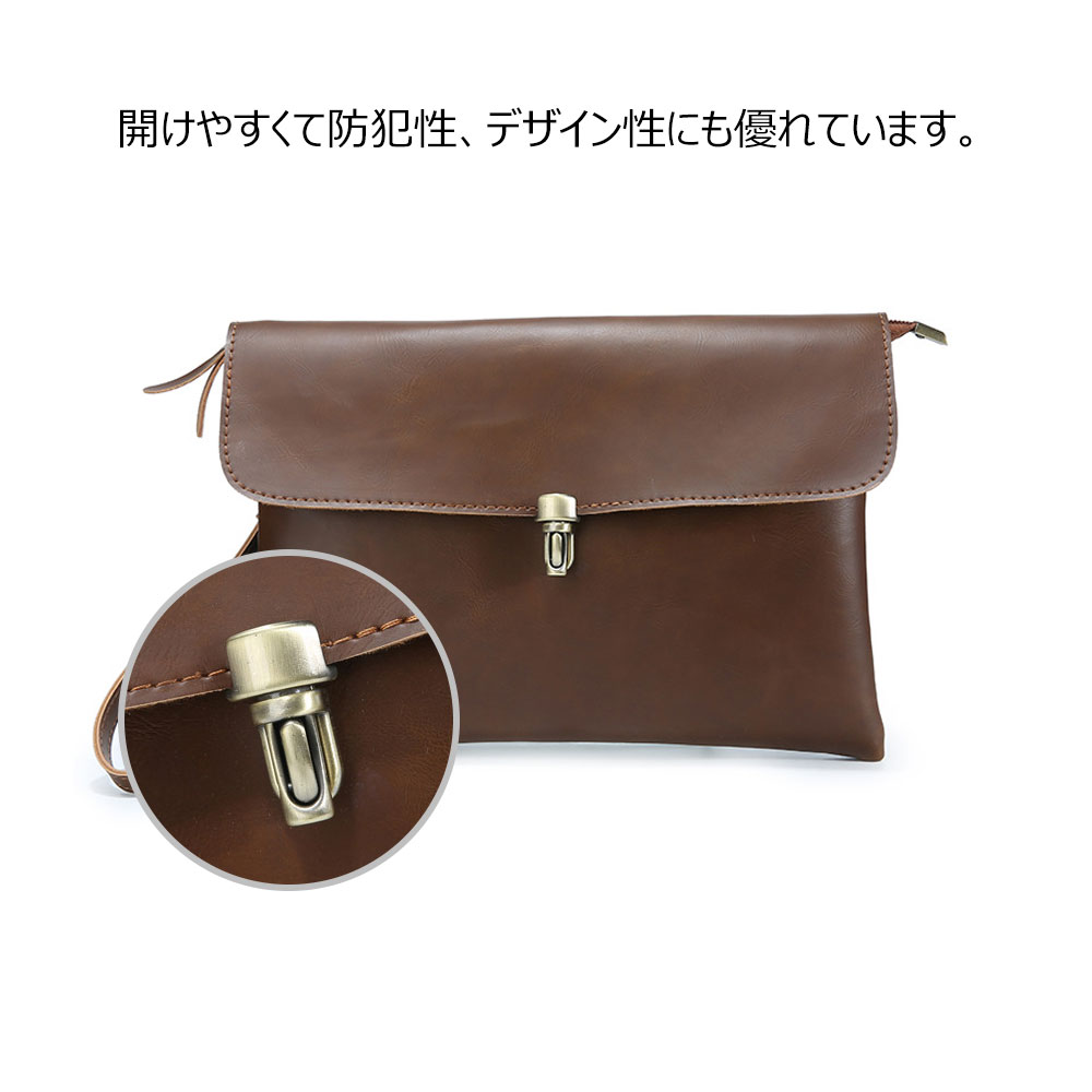 whatna2wayセカンドバッグ メンズ バッグ クラッチ ショルダー革 B5 9.7インチのipad収納可 手持ちバッグ  ビジネス カジュアル フォーマル 結婚式 バッグ 冠婚葬祭 紳士用 男性用 ブラウン 黒（YH9985） 4