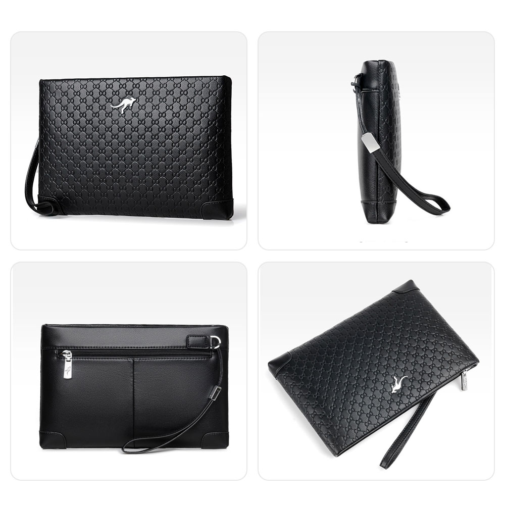 whatna 2way革 セカンドバッグ メンズ クラッチ バッグ 小さい 皮 b5小銭入 6枚カード収納 ipadmini収納可 カジュアル フォーマル 冠婚葬祭 結婚式 バッグ紳士用 男性用 黑(AR1002+3) 1