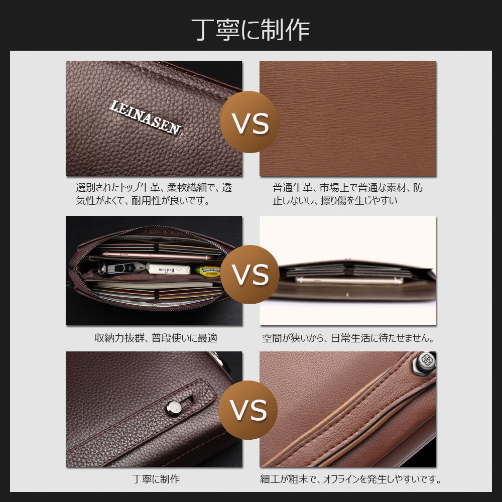 whatna 牛革ミニセカンドバッグ メンズ バッグ 12枚カード収納 パスワードロックボタン 盗難防止 小さめ クラッチバッグ 長財布 本革 手持ちバッグ メンズ ポーチ 男性用 紳士用 結婚式 冠婚葬祭 黒A82 7