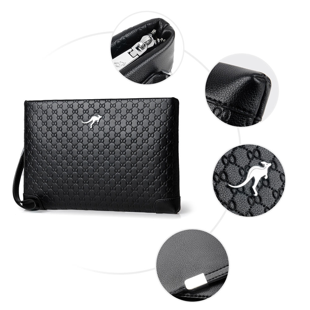 whatna 2way革 セカンドバッグ メンズ クラッチ バッグ 小さい 皮 b5小銭入 6枚カード収納 ipadmini収納可 カジュアル フォーマル 冠婚葬祭 結婚式 バッグ紳士用 男性用 黑(AR1002+3) 4