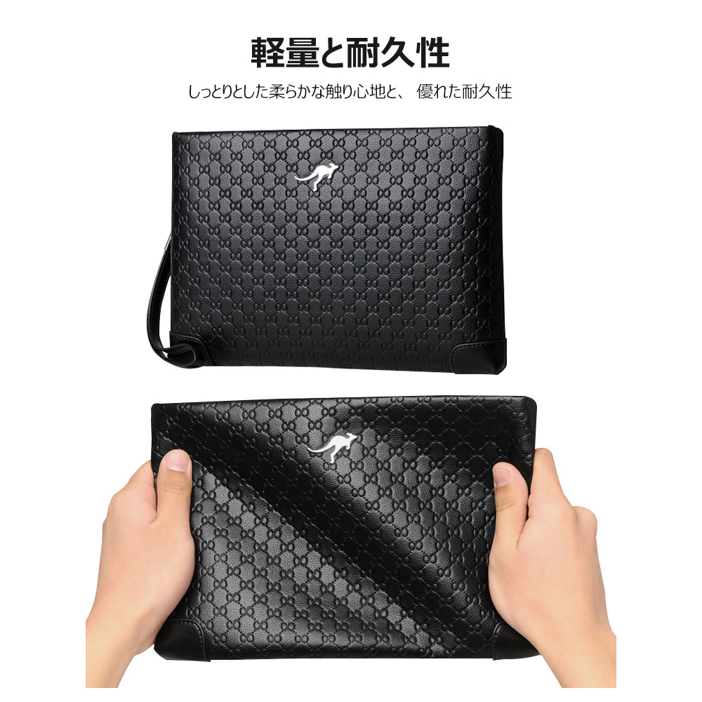 whatna 2way革 セカンドバッグ メンズ クラッチ バッグ 小さい 皮 b5小銭入 6枚カード収納 ipadmini収納可 カジュアル フォーマル 冠婚葬祭 結婚式 バッグ紳士用 男性用 黑(AR1002+3) 3