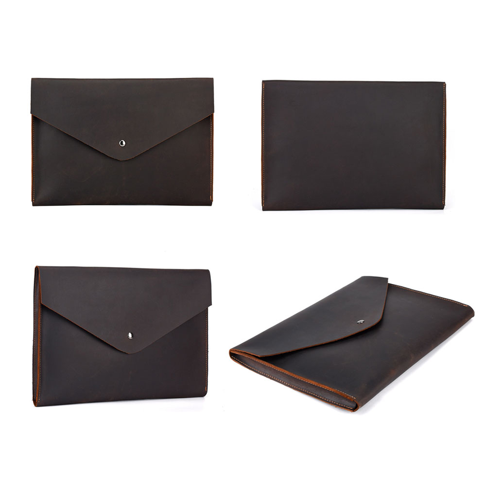whatnaセカンドバッグ メンズ クラッチ バッグ 厚手本革 高級 牛革 A4 ファイルバッグ 封筒袋 ジュアル フォーマル 冠婚葬祭 ビジネス バッグ 手持ちバッグ 紳士用 男性用 ブラウン 茶 3